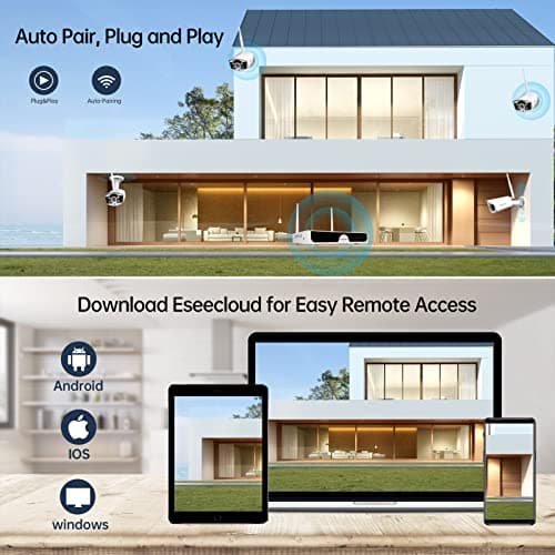 JOOAN WiFi Security Camera 3MP, IP67,Motion/Human Detection, and Alert,Floodlights, Local and Remote Access, Only WiFi Kit Security Camera System 6