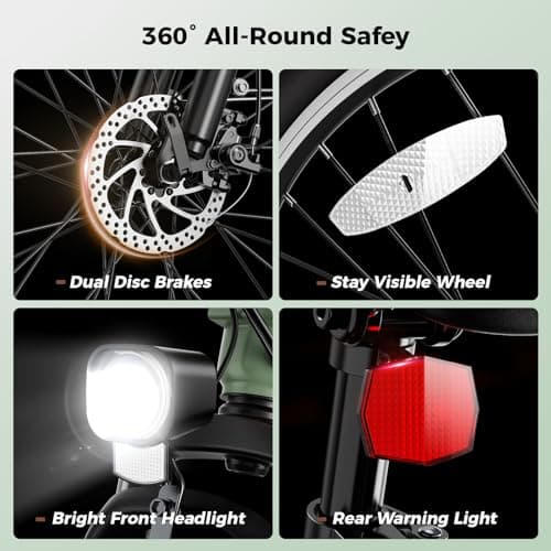 Jasion 26" Electric Bike for Adults, Internal Removable Battery Ebike with 4 Modes & 7-Speed, UL2849 Certified, 1200W Peak Motor, Max 28Mph & 50Miles, Shock Absorber, City Commuter E Bike 6