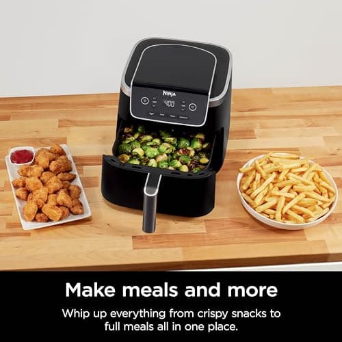Ninja Air Fryer Pro 4-in-1 with 5 QT Capacity, Air Fry, Roast, Reheat, Dehydrate, Air Crisp Technology with 400F Nonstick Basket & Crisper Plate, Grey, AF141 (Renewed) 5