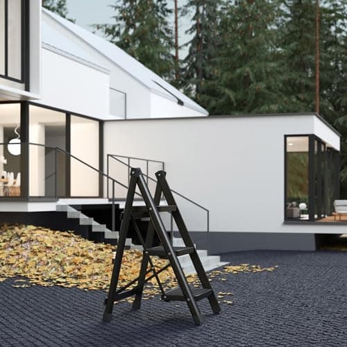 3 Step Folding Ladder, Heavy Duty 3 Step Foldable Ladder Step Stool for Adults with Wide Anti-Slip Pedal, 350LBS Sturdy Steel Ladder Kitchen Ladder Closet Step Stool Ladder Library Ladder, Black 8