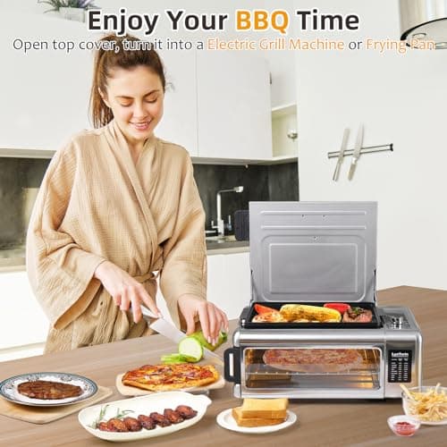 LynTorin Pizza Oven Combo, 10-in-1 Digital Countertop Oven, Flip UP Save 50% Space, Electric Indoor Toaster Oven, 18QT, 9 Preset Functions, Easy Clean, 1600W, Homeuse 9