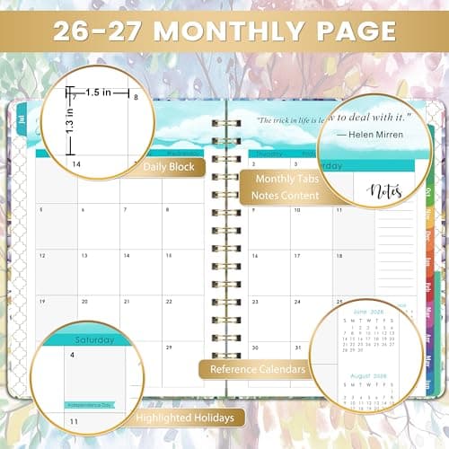 Planner 2026-2027 - 2026-2027 Planner Weekly and Monthly, July 2026 - June 2027, 6.4"x 8.5", with Elastic Closure, Inner Pocket, Coated Tabs 3