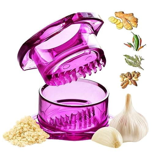 Nextrend Garlic Twister 4th Gen – Garlic Mincer & Garlic Press in One, for Ginger, Herbs, Nuts & more, BPA-Free, Dishwasher Safe, 3–5 Clove Capacity - Purple
