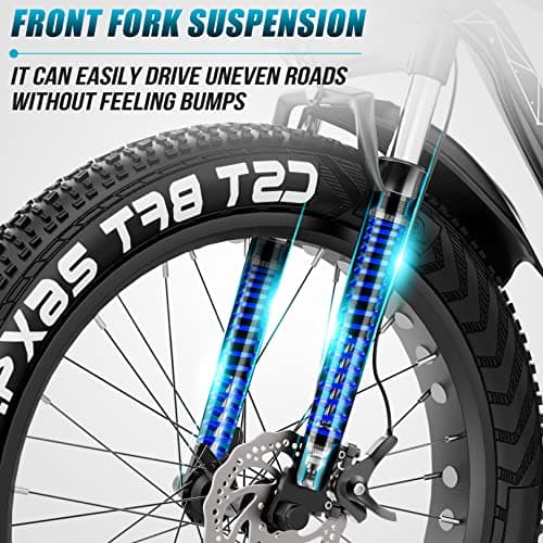 Vivi Electric Bike 26" x 4.0 Fat Tire Electric Bicycle, 1000W Motor Peak Electric Mountain Bike, 25MPH Ebikes for Adults with 48V 13AH Removable Lithium-Ion Battery, Up to 60 Miles (F26F Black) 6