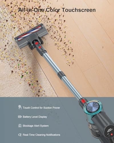 GGV Cordless Vacuum Cleaner, 60 Mins Runtime Vacuum Cleaners for Home, Stick Vacuum Self-Standing, Wall Mount Charging, 3 Mode Handheld for Pet Hair/Carpet/Floor 6