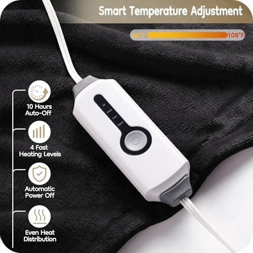 LaffyLo Electric Heated Blanket Full Size 72"×84", Breathable & Luxurious Flannel, Soft Warm Gift with Over-Heat Protection, 4 Heating Levels & 10 H Auto Shut Off, Machine Washable, Dark Grey 5