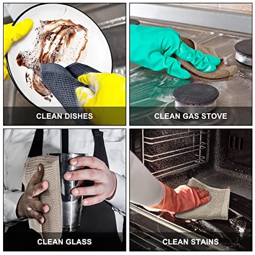 Nialnant 6 Pack Kitchen Towels and Dishcloths Sets,100% Cotton Soft Absorbent Quick Drying Dish Towels for Kitchen,Washing Dishes,12x12 Inches, Multi Color 5