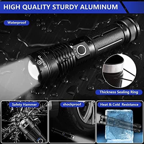 Esgofo Flashlights High Lumens 100000 Rechargeable, Super Bright Handheld LED Flash Light, Powerful Emergency Linternas, Waterproof, Long Lasting, for Hiking Camping Gift 6