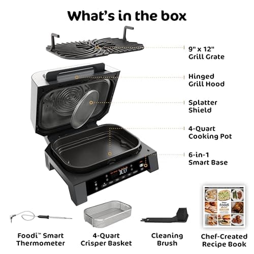 Ninja DG551 Foodi Smart XL 6-in-1 Indoor Grill with Air Fry, Roast, Bake, Broil, & Dehydrate, Foodi Smart Thermometer, 2nd Generation, Black/Silver 11