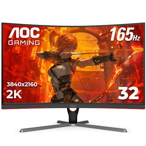 AOC CQ32G3SE 32" Curved Gaming Monitor 2K QHD 2560x1440, 1000R, 165Hz 1ms, AMD FreeSync Premium, 3-Year Zero Dead Pixel Guarantee,Black