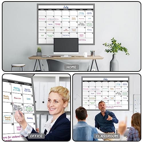 Large Dry Erase Calendar for Wall, Undated 1 Month Wall Calendar, 40" x 28" Erasable & Reusable Laminated Calendar, 10 Round Stickers, Great Layout Wall Calendar Monthly for Home Office School 7