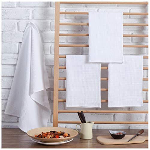 PY HOME & SPORTS Dish Towel Set, 100% Cotton Waffle Weave Kitchen Towels 4 Pieces, Super Absorbent (17 x 25 Inches, Set of 4) 7