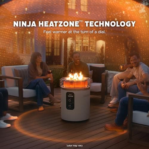 Ninja Fireside360™ Outdoor Heater & Fire Pit | 3 Modes: Flame, Heat, Flame & Heat | Portable for Patio, Deck, Camping, Beach | Easy Control Smokeless Flames | Push to Start Ignition | Black | OF101BK 5