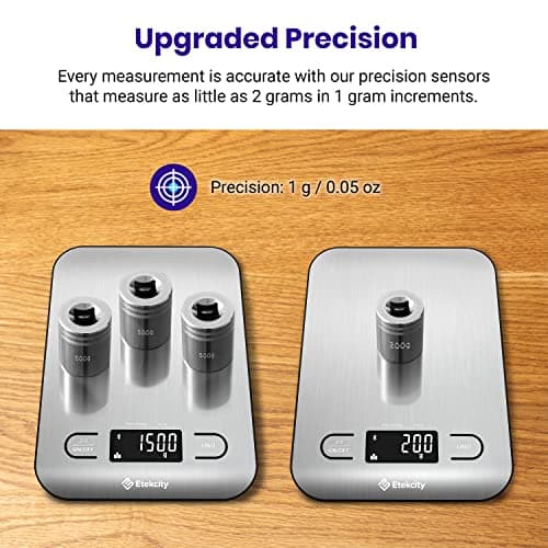 Etekcity Food Nutrition Kitchen Scale, Digital Grams and Ounces for Weight Loss, Baking, Cooking, Keto and Meal Prep, Large, 304 Stainless Steel 8