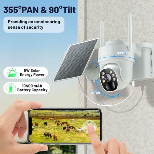 KKB 4G LTE Cellular Solar Security Cameras Wireless Outdoor, No WiFi Security Camera Built-in SIM Card, Unlimited Data, 2K HD Cam Color Night Vision, 355° Live View, PIR Motion Sensor, 2-Way Audio 5