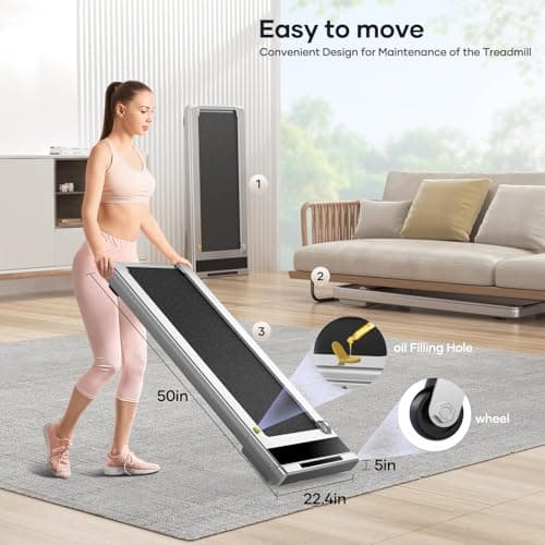 Walking Pad, Under Desk Treadmill for Home/Office with App & Remote Control, LED Touch Screen, Small Portable Walking Jogging Running Machine, 300lbs Capacity Compact Walking Treadmills 6