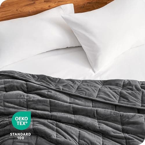 Bare Home Weighted Blanket Twin or Full Size 10lb (40" x 60") - Minky Fleece - Premium Heavy Blanket Nontoxic Glass Beads (Grey, 40"x60") 7