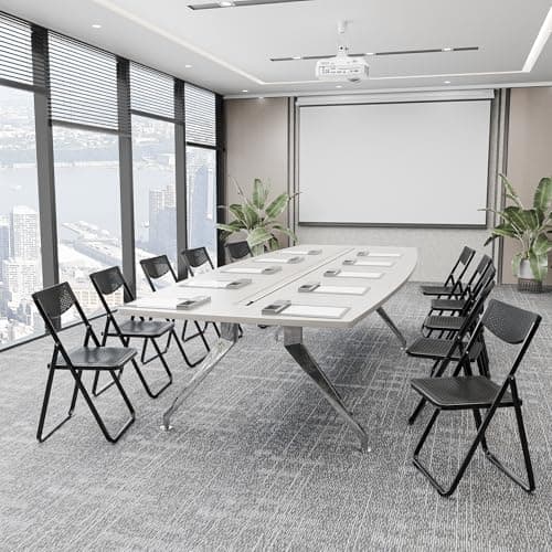 VINGLI Plastic Folding Chairs, Comfortable Foldable Chair with Breathable Mesh Seat and Sturdy Metal Frame 350lbs Capacity for Indoor and Outdoor Use, Party, Event, Office, Dining, Black, 6 Pack 8