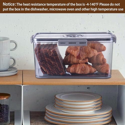 Gifhomfix Bread Box Bread Boxes for Kitchen Counter Airtight, Time Recording Bread Storage Container with Lid, Bread Keeper for Homemade Bread, Toast, Bagel, Donut and Cookies, Grey 5