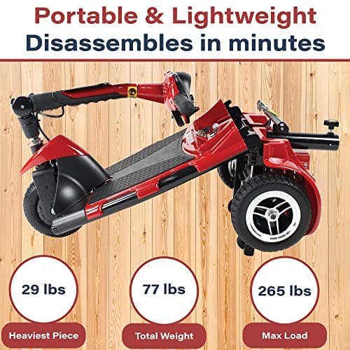 Zipr Roo 3 Wheel Mobility Scooter - Electric Powered Mobile Wheelchair Medical Aid - Folding Collapsible Compact for Travel, Seniors, Adults - Long Range Battery with Charger Basket Included 5