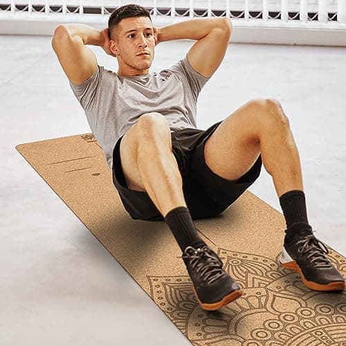 Cork Yoga Mat - 5mm Thick，Natural Organic Cork Sports Mat Environmental Protection TPE Anti Slip and Sweat-absorbing, Suitable for Yoga Pilates Meditation Outdoor Fitness(72-Inch x 24-Inch) 8