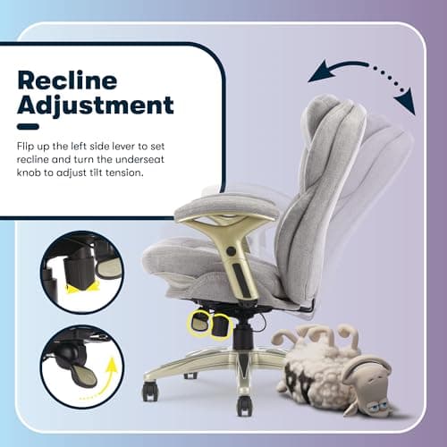 Serta Ergonomic Executive Office Chair Motion Technology Adjustable Mid Back Design with Lumbar Support, Light Gray Fabric 10