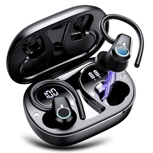 Wireless Earbuds, 2023 Bluetooth Headphones 5.3 Sport, 50H Ear buds with Earhooks, Dual LED DisplayBluetooth Earbuds, Deep Bass Stereo Noise Cancelling Headphones, IP7 Waterproof Running Earphones