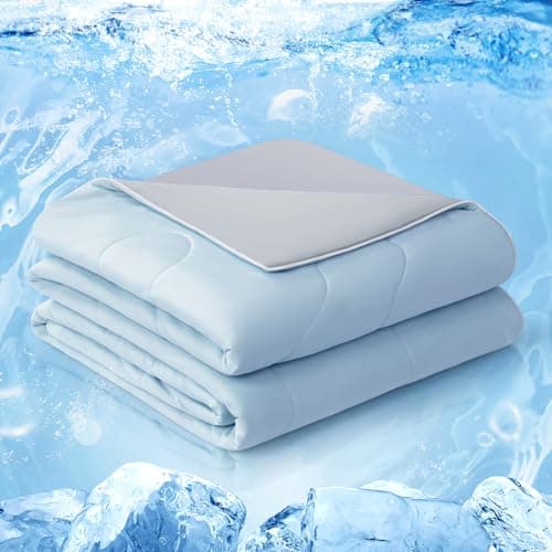EASELAND Cooling Comforter Queen, Cold Touch Fabric Absorbs Body Heat, Double-Sided Cool Design Soft Fluffy Cooling Blanket for Night Sweats Hot Sleeper (Blue, Queen(90"x90"))