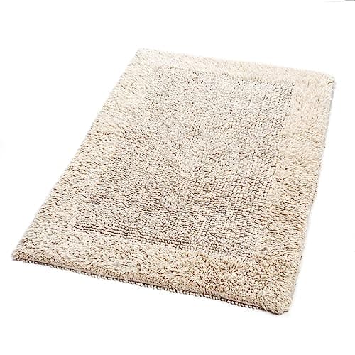 Savi Home Bath Mat Rug 17x24 Linen, 100% Pure Cotton Linen, Super Soft Bath Rug, Plush & Absorbent, Hand Tufted Heavy Weight Construction, Full Reversible Step Out Rugs