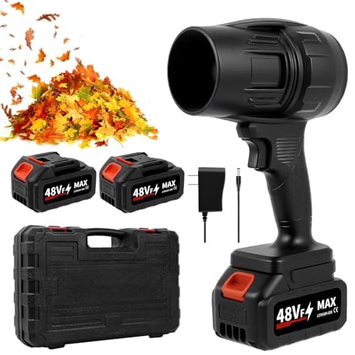 Buvnatep Cordless Turbo Leaf Blower – 2×48V Batteries & Fast Charger, 180,000 RPM Handheld Air Blower for Lawn, Patio, Car, and Dust Removal