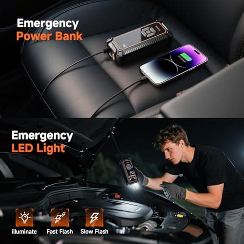 OlarHike Tire Inflator Portable Air Compressor, 150PSI Dual Power - 6000mAh & 12V DC, Cordless Air Pump for Car Tires, Bike, Motorcycle, Balls with LED & Digital Pressure Gauge, Car Gifts 9