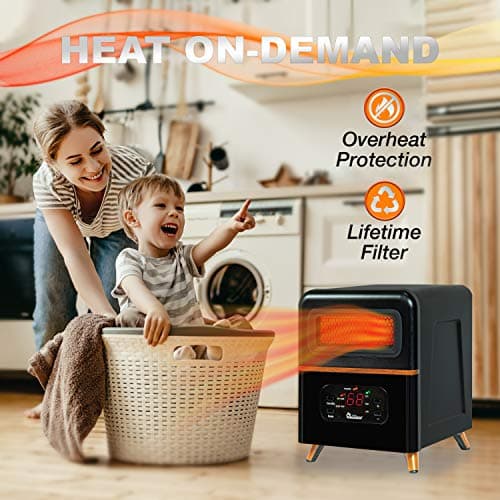 DR. INFRARED HEATER DR-978 New Upgraded Dual Heating Hybrid Portable Infrared Space Heater, 1500W with Remote 4