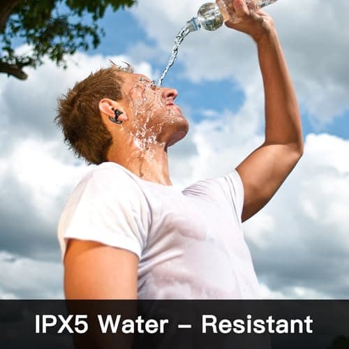 Cemobene Earbuds Wireless Bluetooth 5.4 Open Ear Clip Headphones with Mic, 55H Play, IPX5 Waterproof Sports Earphones, Noise Cancelling Mic for Running, Working & Gaming - Black 5