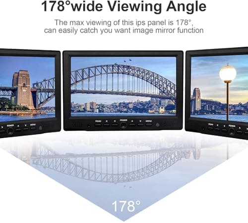 7 inch Small HDMI VGA AV RCA Monitor 1080P Second Screen for PC/Security System/Game Console; IPS 1024X600 Pixels; 60HZ; Built in Loud Speakers & Earphone Jack; 12V USB Power Cable for Portable Use 8