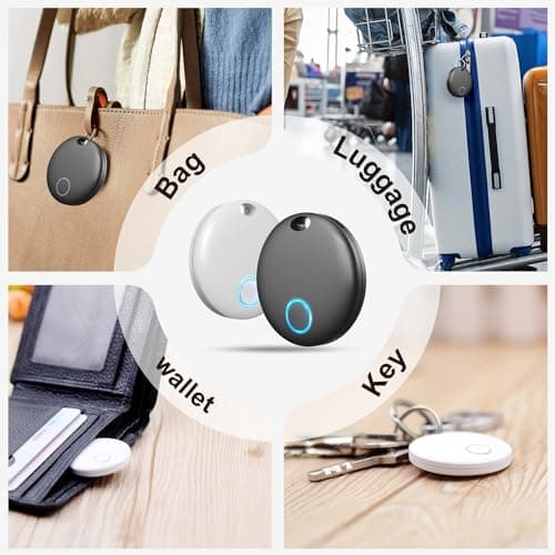 Bluetooth Key Finder Luggage Tracker Anti-Lost Tag Item Locator for Keys, Wallet, Luggage, Works with Apple Find My (iOS only), Waterproof, Replaceable Battery,Without Monthly fees,1 Pack White 5