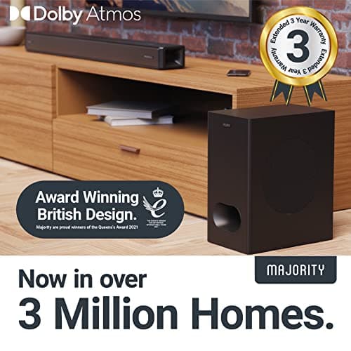 Majority Sierra 2.1.2 Dolby Atmos Soundbar with Wireless Subwoofer I 400W Powerful Sound Bar for TV | Home Theatre 3D Audio with Up-Firing Atmos Speakers | HDMI ARC, Bluetooth, USB & AUX 9