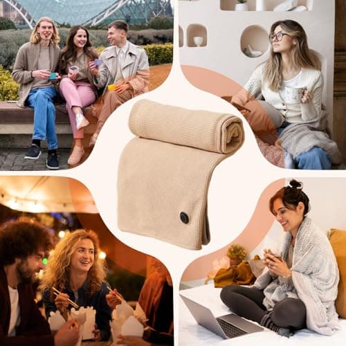 Portable Heated Shawl, 2026 New Portable Heated Blanket Shawl Wraps for Women, Cordless Heated Blanket with 3 Heating Levels for Home Camping Travel (Red) 7