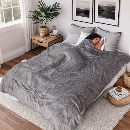 Minervada Heated Blanket Electric Blanket Full Size 72''x84'', Soft Flannel Heating Blanket with 10 Hour Auto Off - 5 Heat Settings - Machine Washable - Light Grey