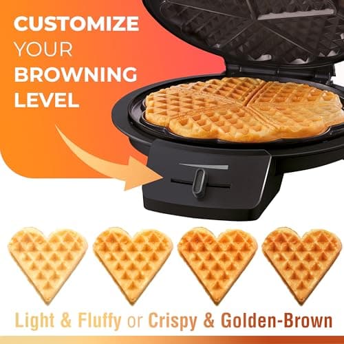 Mueller Heart 5 Waffle Maker, Norwegian Waffle Iron, Adjustable Browning Control & Nonstick, Cool Touch Handle, Easy to Clean, Small Kitchen Appliances 6