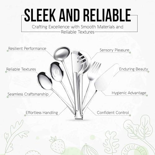 NEXNEOM Serving Utensils Set 10 Pcs - Stainless Steel Silver Serving Utensils with Stunning Mirror-Finish - Lightweight, Rust-Resistant & Easy Maintenance - Ideal Serving Spoons for Parties & Wedding 7