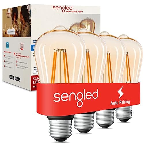 Sengled Smart Edison Bulbs, S1 Auto Pairing with Alexa Devices, Vintage Smart Light Bulbs That Work with Alexa, Bluetooth Mesh Smart Home Lighting, ST19 Led Bulb 60 Watt Equivalent, 2000K E26, 4-Pack