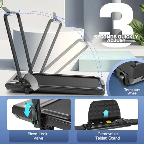 ANCHEER Folding Under Desk Treadmill, 2 in 1 Walking Pad Treadmill with Remote Control, Quiet Jogging Running Electric Machine for Home Office 5