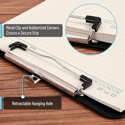 Mr. Pen- Plastic Clipboard, 12.5" x 9", 2 Pack, Black Clipboard Plastic, Low-Profile Metal Clip with Retractable Hanging Hole 3