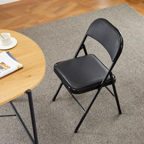 NEWBULIG Folding Chairs for Outside, Outdoor & Indoor Event, Portable, Comfortable and Lightweight, 6 Pack, Black 6