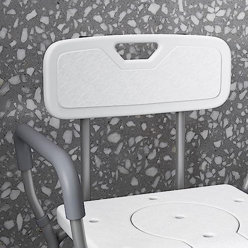 HOMCOM 3-in-1 Shower Chair with Back and Arms, Height Adjustable Bedside Commode, Raised Toilet Seat with Non-Slip Rubber Foot Pad for Seniors, Disabled, White 9
