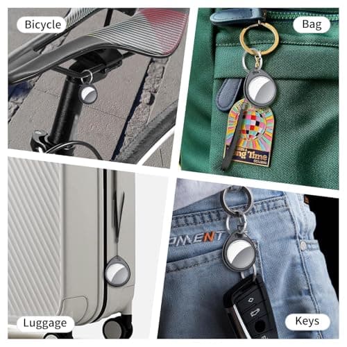 Air Tracker Tags-4 Pack, 5.3 Bluetooth Tracker Work with Apple Find My (iOS Only), 100dB Sound, Smart Tag with Keychain/Lanyard, Item Finder for Luggage/Key/Suitcase, Replaceable Battery, Black. 8