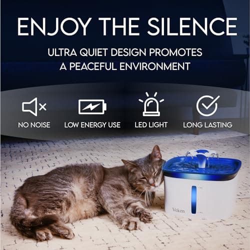 Veken Innovation Award Winner 95oz/2.8L Pet Fountain, Automatic Cat Water Fountain Dog Water Dispenser with Replacement Filters for Cats, Dogs, Multiple Pets (Blue, Plastic) 6