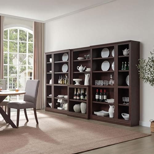 JAHRSTIM Halston Narrow Bookcase, Adjustable Storage Open Display Shelving Unit for Home and Office Space, 15.75”L x 13.78”W x 72.8”H, Dark Cherry 6