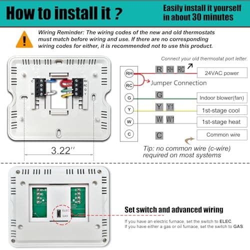 Suuwer Non-Programmable Thermostats for Home 1 Heat/1 Cool Conventional Single-Stage Systems (Blue Backlight) 5