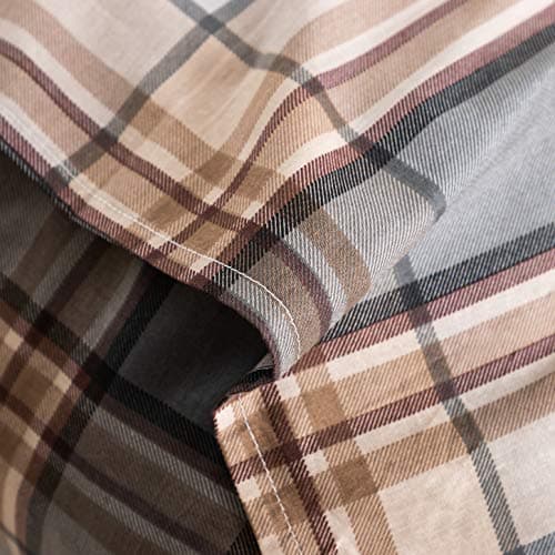 SUSYBAO Plaid Pillow Cases King Size Set of 2 Brown Striped Pillow Cases 20 x 36 Inches Khaki Tartan Bed Pillow Covers Envelope Closure Tan Gingham Pillow Encasement Luxury Soft Grid Pillow Protectors 6